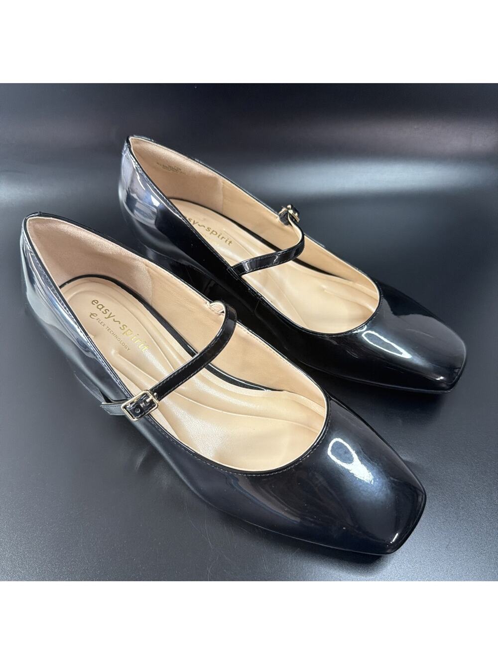 Easy Spirit Marlay Womens Black Patent Mary Jane Pump Low Heel Size 7.5